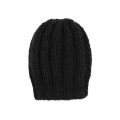 Czarna czapka zimowa gruba dziergana ręcznie na drutach