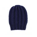 Granatowa czapka zimowa gruba dziergana ręcznie na drutach