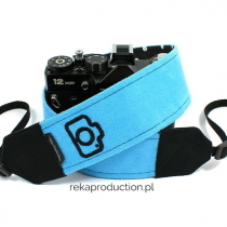 Pasek Niebieski z haftem dla fotografki do aparatu fotograficznego na szyję lub na ramię 