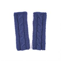 Długie mitenki rękawiczki bez palców jeansowe z warkoczem