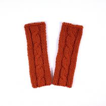 Długie mitenki rękawiczki bez palców rude z warkoczem