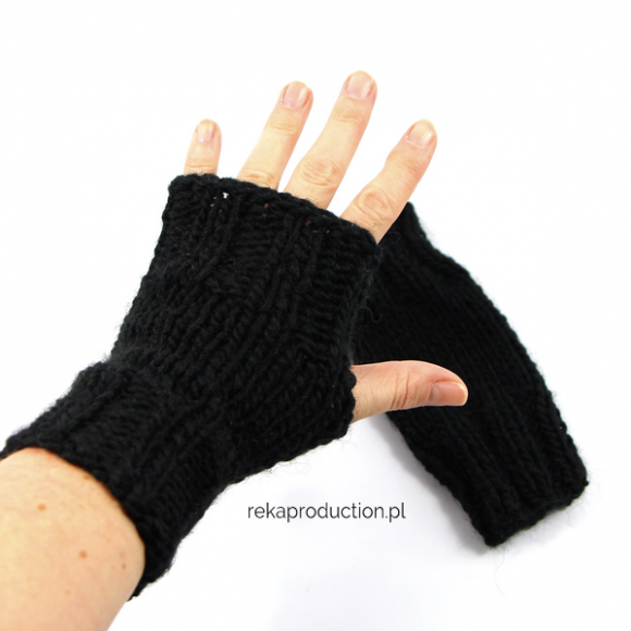 Czarne rękawiczki bez palców